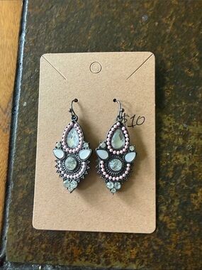 Pink Beaded Teardrop Dangle Earrings - Women Jewelry